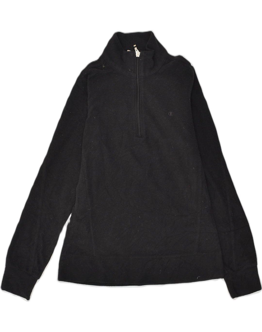 CHAMPION Womens Herritage Fit Zip Neck Fleece Jumper UK 10 Small Black | Vintage Champion | Thrift | Second-Hand Champion | Used Clothing | Messina Hembry 