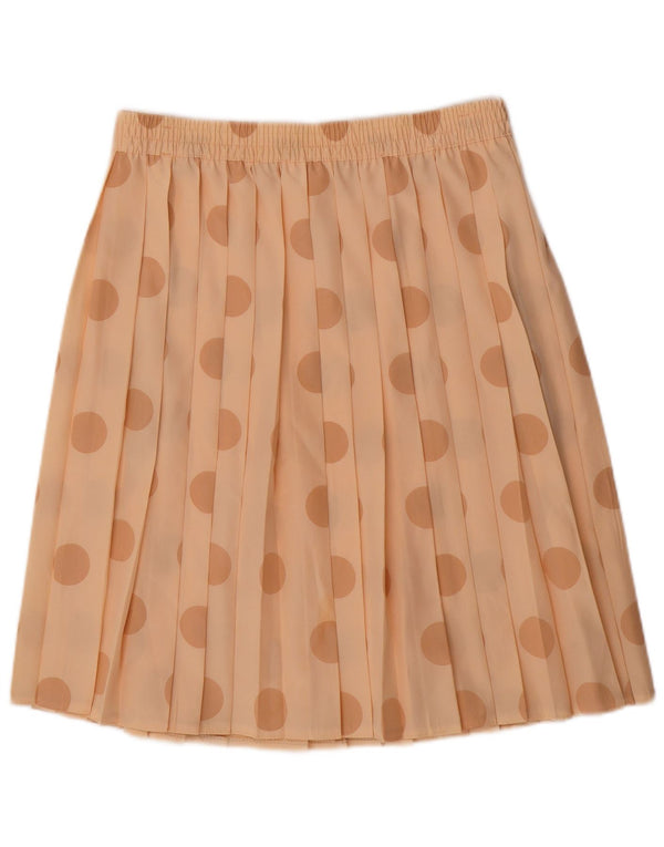 Vintage Womens Knife Pleated Skirt UK 16 Large W32 Pink Polka Dot Polyester