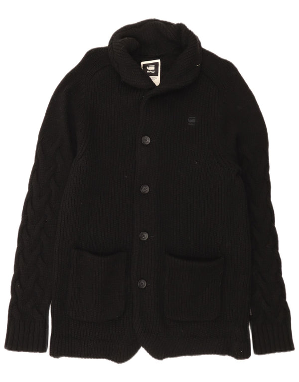 G-Star Mens Cardigan Sweater Medium Black Wool