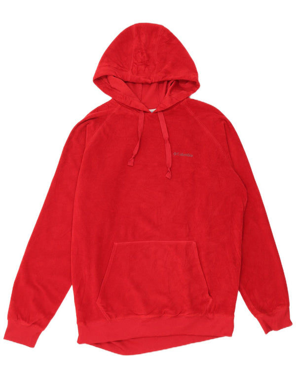 Columbia Mens Hooded Fleece Jumper Large Red Polyester