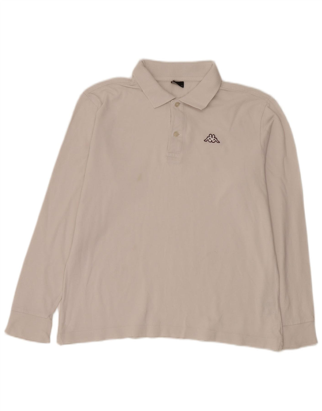 Kappa Mens Long Sleeve Polo Shirt Medium White Cotton