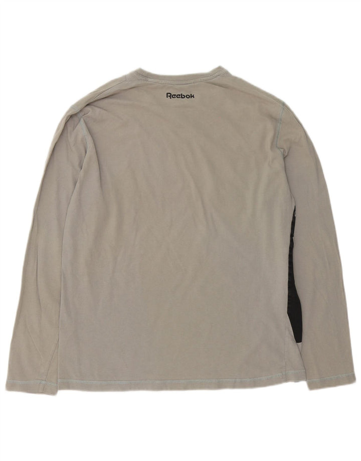 Reebok Mens Graphic Top Long Sleeve Large Grey Cotton