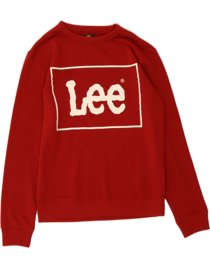 LEE Womens Oversized Graphic Sweatshirt Jumper UK 10 Small Burgundy Cotton Vintage Lee and Second-Hand Lee from Messina Hembry 