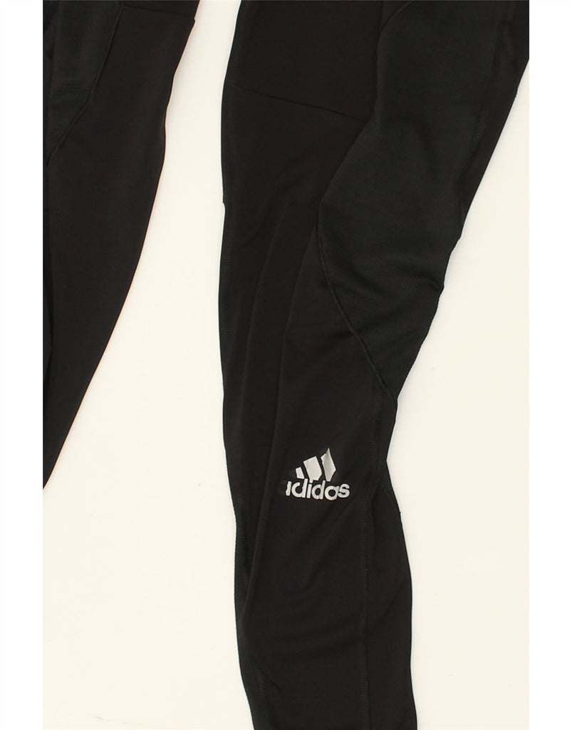 ADIDAS Womens Prime Blue Leggings UK 12/14 Medium Black Colourblock | Vintage Adidas | Thrift | Second-Hand Adidas | Used Clothing | Messina Hembry 