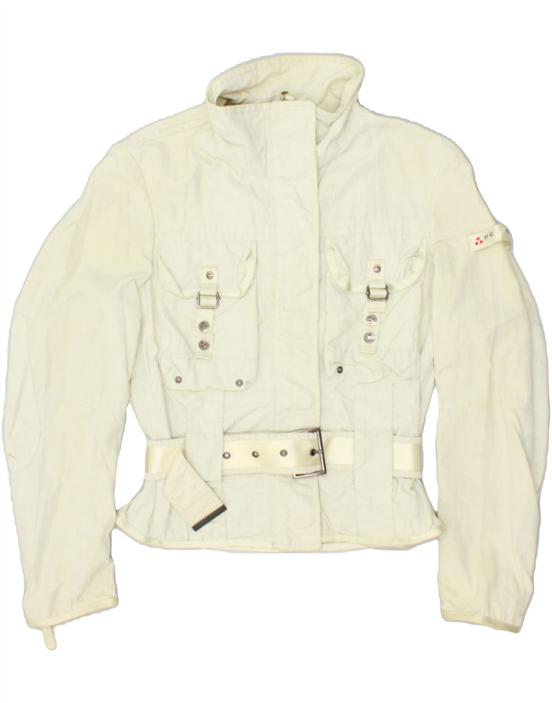 PEUTEREY Womens Bomber Jacket IT42 Medium Off White Polyamide | Vintage PEUTEREY | Thrift | Second-Hand PEUTEREY | Used Clothing | Messina Hembry 