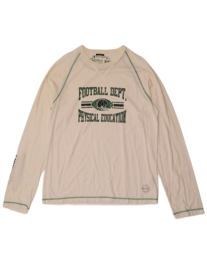 Champion Mens Muscle Graphic Top Long Sleeve 2XL White Cotton