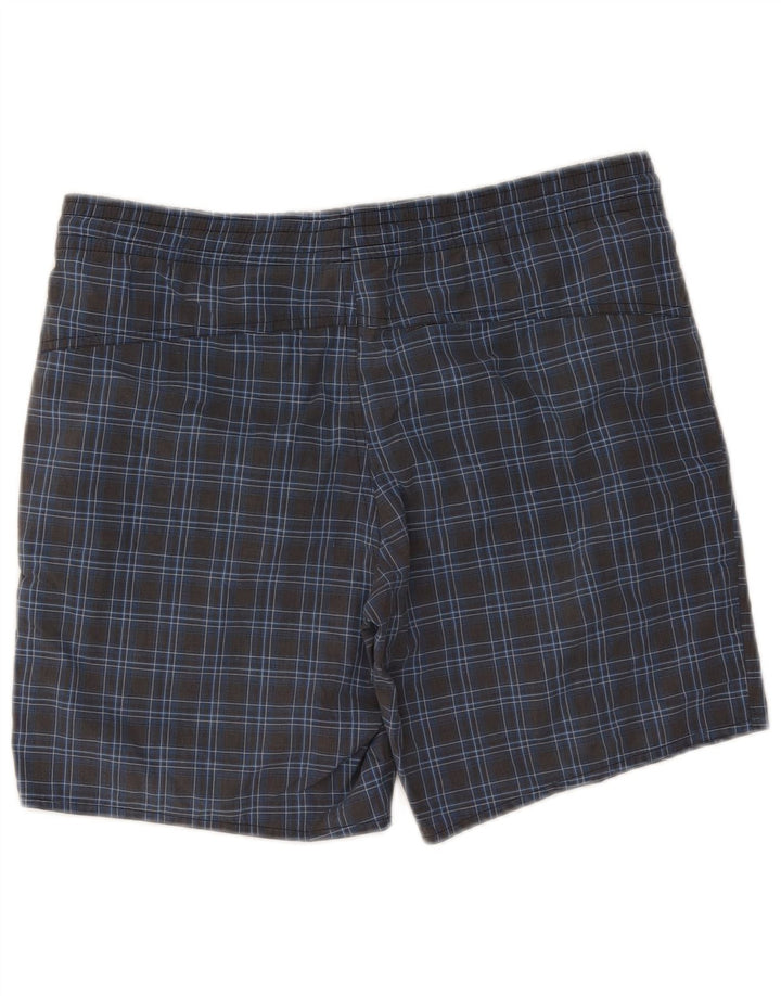 Adidas Mens Swimming Shorts Small Navy Blue Check Polyester