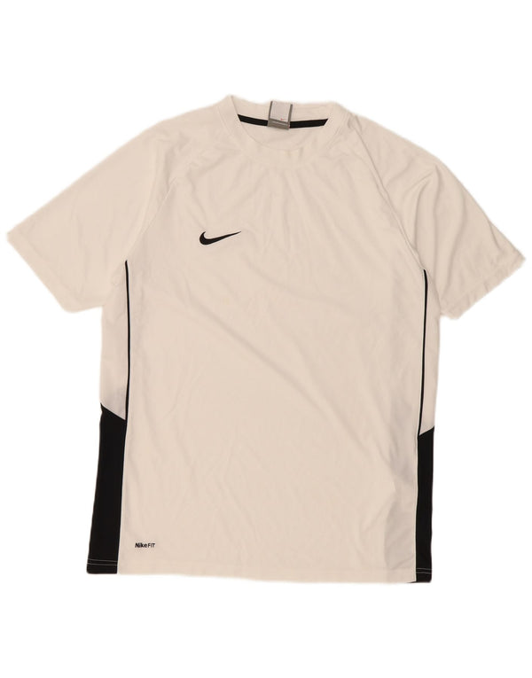 Nike Mens T-Shirt Top UK 39/41 Medium White Colourblock Polyester
