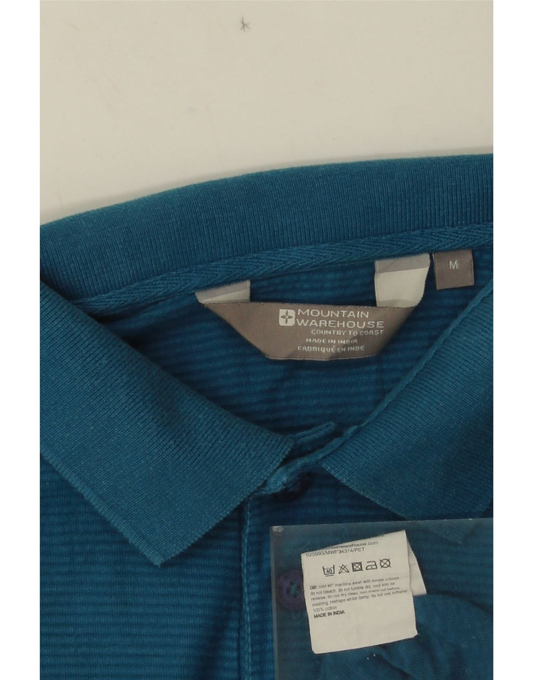 Mountain Warehouse Mens Polo Shirt Medium Blue Pinstripe Cotton