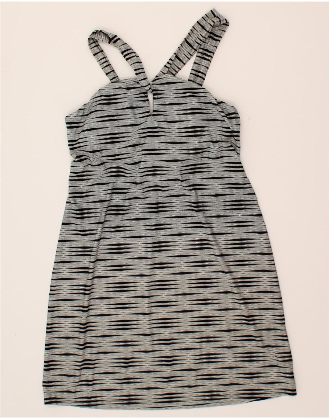 ATHLETA Womens Sleeveless A-Line Dress UK 14 Medium Grey Striped Nylon Vintage Athleta and Second-Hand Athleta from Messina Hembry 