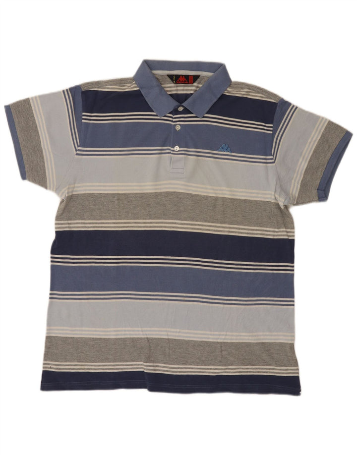 Kappa Mens Polo Shirt 2XL Blue Striped Cotton