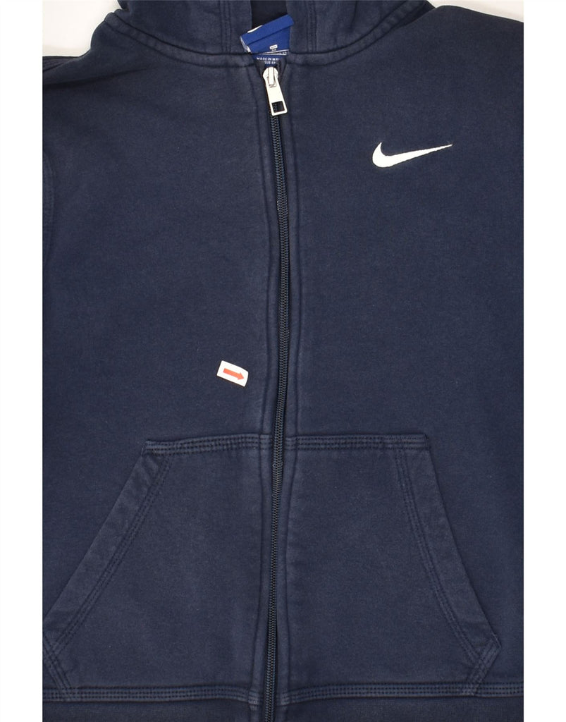 NIKE Boys Zip Hoodie Sweater 10-11 Years Medium Navy Blue Cotton | Vintage Nike | Thrift | Second-Hand Nike | Used Clothing | Messina Hembry 