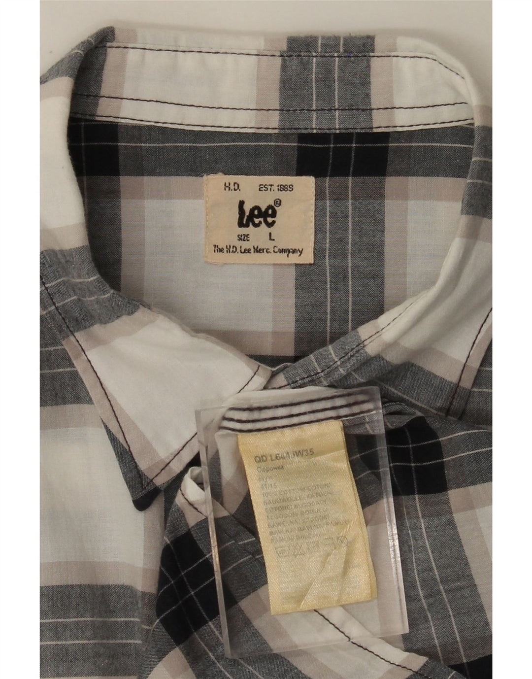 LEE Mens Shirt Large Black Check Cotton