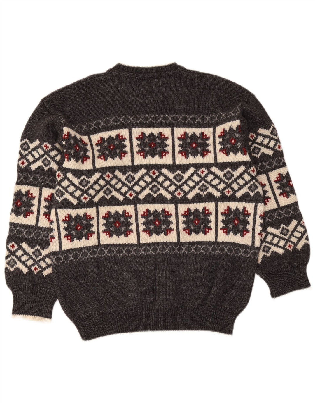 Sevres Mens Crew Neck Jumper Sweater IT 48 Medium Grey Geometric