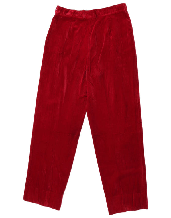 Vintage Womens Pegged Velvet Suit Trousers IT 40 Small W26 L28 Burgundy