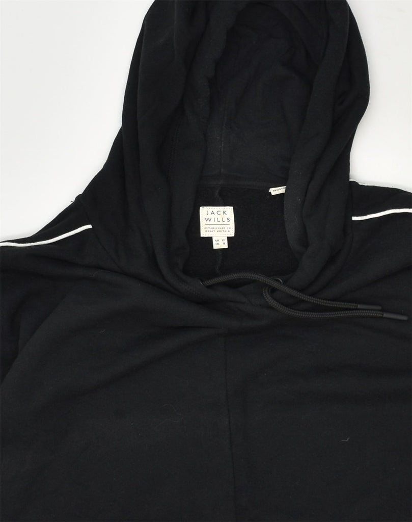 JACK WILLS Womens Hoodie Jumper UK 12 Medium Black Cotton | Vintage Jack Wills | Thrift | Second-Hand Jack Wills | Used Clothing | Messina Hembry 