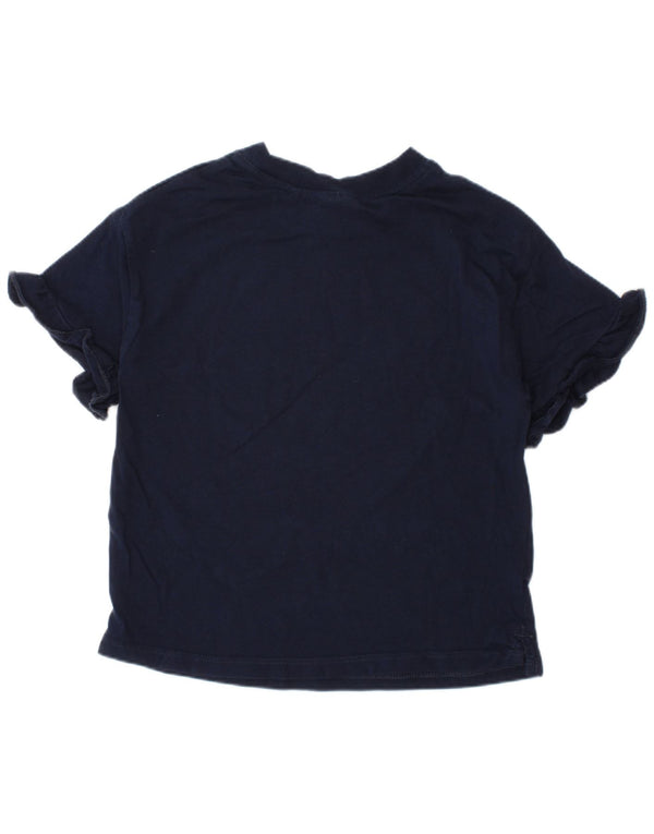 TED BAKER Girls Graphic T-Shirt Top 6-7 Years Navy Blue Cotton