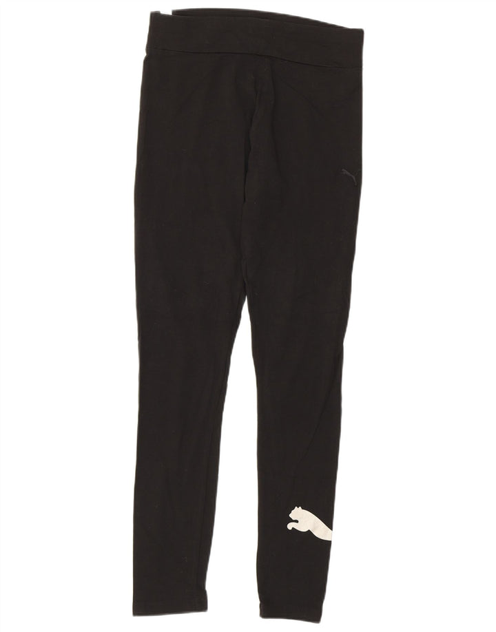 Puma Womens Graphic Leggings UK 12 Medium Black Cotton