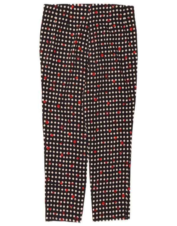 Moschino Womens Tapered Cropped Trousers W28 L23 Navy Blue Spotted Cotton