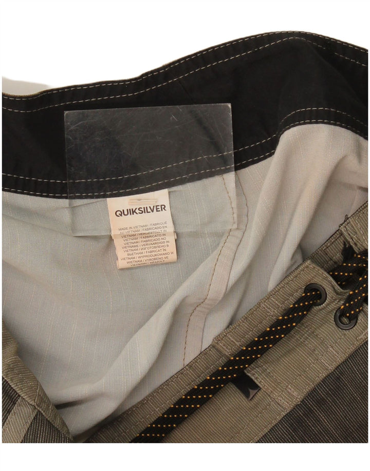 Quiksilver Mens Swimming Shorts Large  Grey Striped Polyester