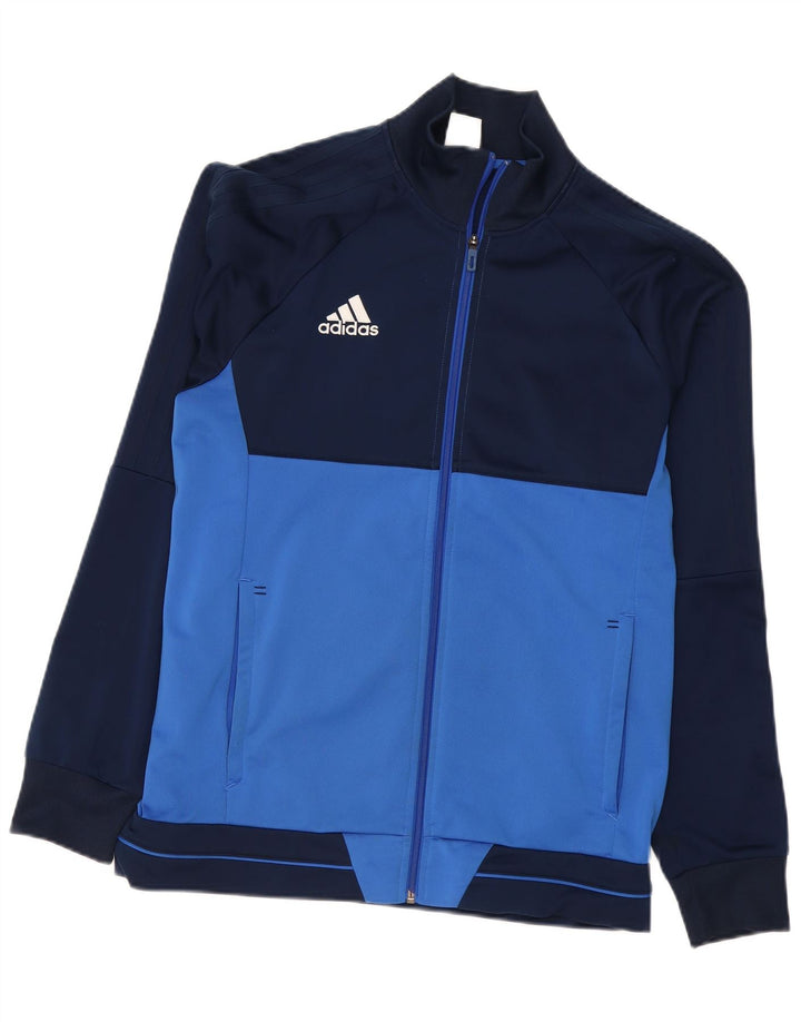 Adidas Mens Tracksuit Top Jacket Large Navy Blue Colourblock Polyester