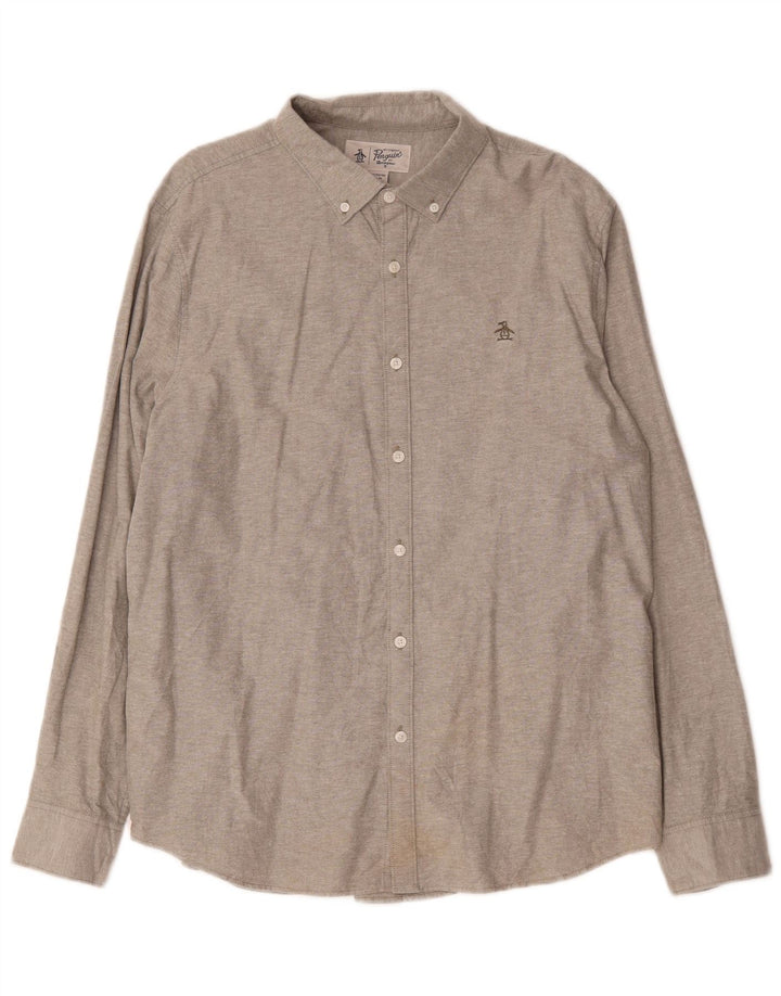Penguin Mens Shirt XL Grey Cotton