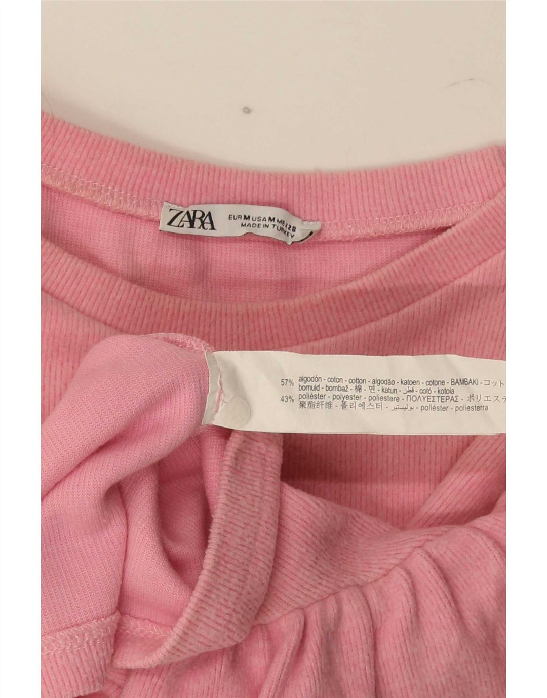 Zara Womens Crop Blouse Top UK 12 Medium Pink Cotton