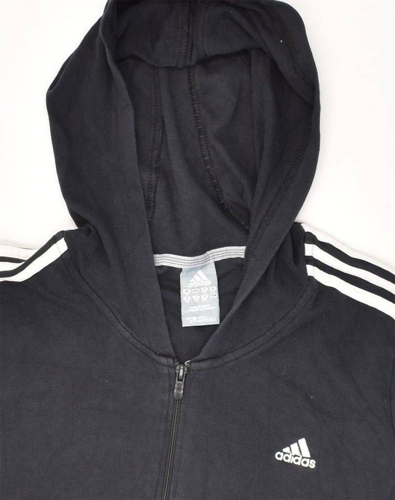 ADIDAS Womens Zip Hoodie Sweater UK 16 Large  Black Cotton | Vintage Adidas | Thrift | Second-Hand Adidas | Used Clothing | Messina Hembry 