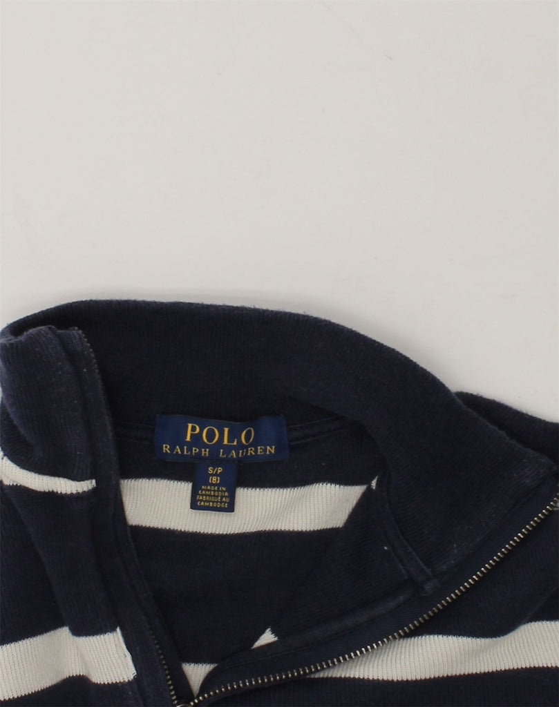 POLO RALPH LAUREN Boys Zip Neck Jumper Sweater 7-8 Years Small Navy Blue | Vintage Polo Ralph Lauren | Thrift | Second-Hand Polo Ralph Lauren | Used Clothing | Messina Hembry 