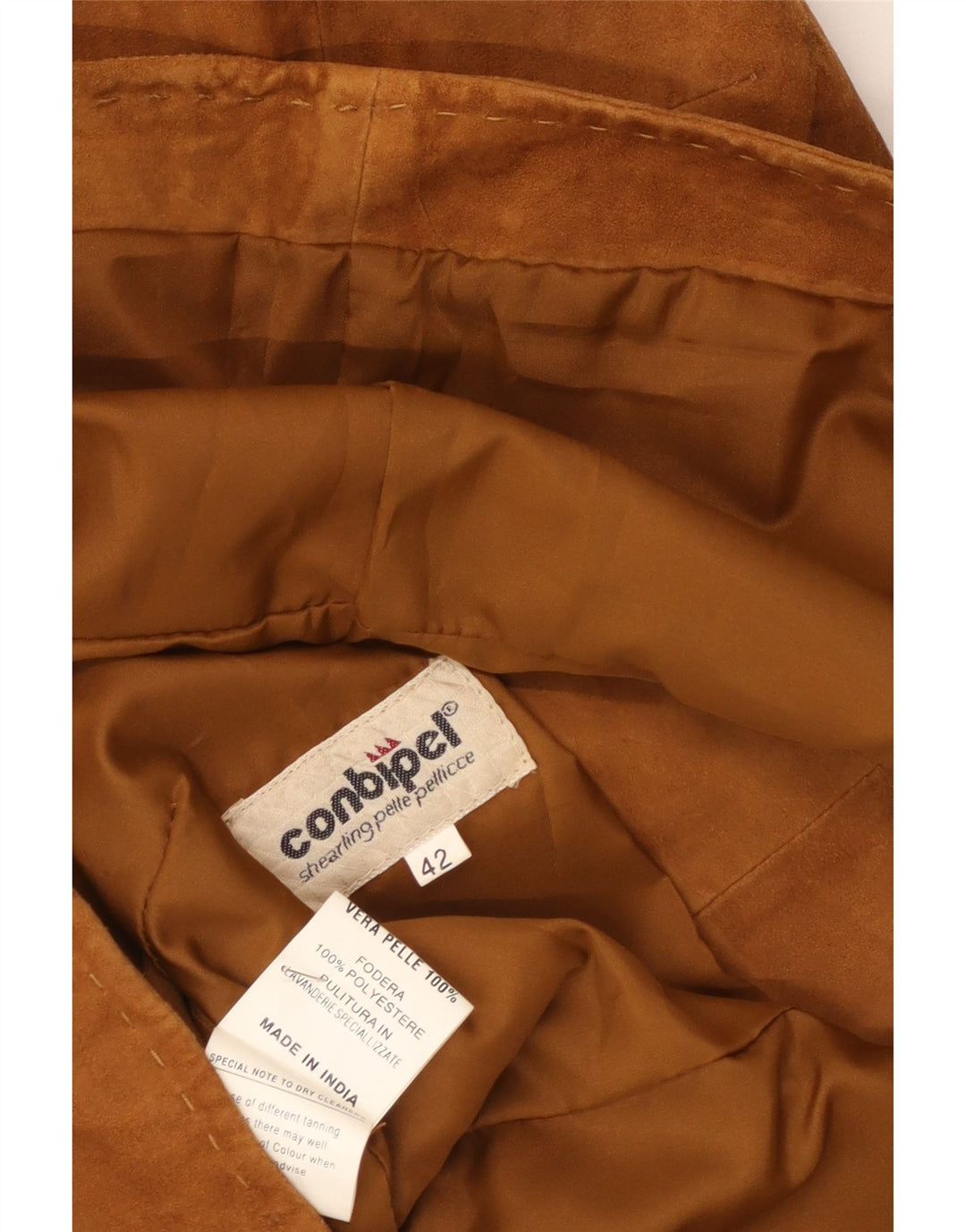 Conbipel Womens Suede Waistcoat IT 42 Medium Brown Leather