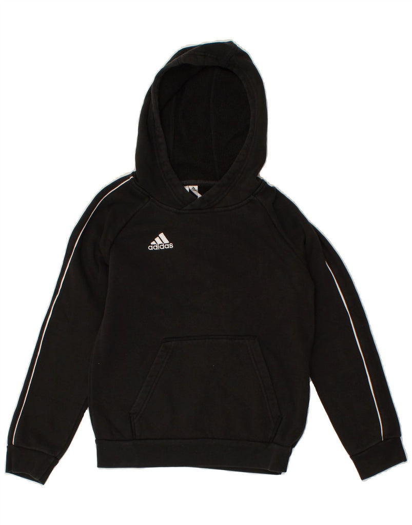 ADIDAS Boys Hoodie Jumper 9-10 Years Black Cotton | Vintage Adidas | Thrift | Second-Hand Adidas | Used Clothing | Messina Hembry 