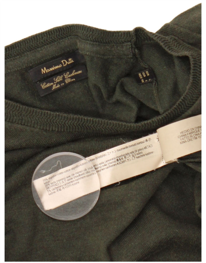 MASSIMO DUTTI Mens Crew Neck Jumper Sweater Large Khaki Cotton