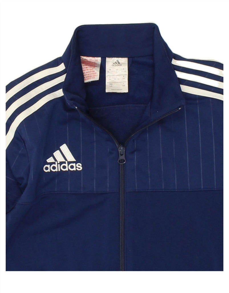 ADIDAS Boys Graphic Tracksuit Top Jacket 13-14 Years Navy Blue Polyester | Vintage Adidas | Thrift | Second-Hand Adidas | Used Clothing | Messina Hembry 