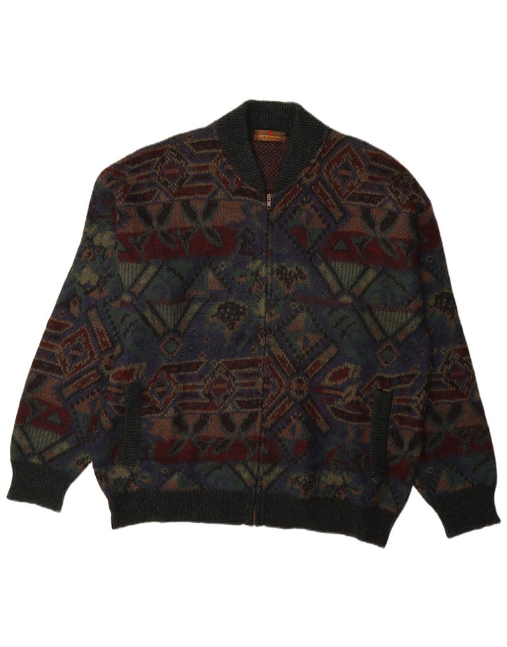 Peter Brown Mens Zip Cardigan Sweater IT 52 Large Multicoloured Ethnic