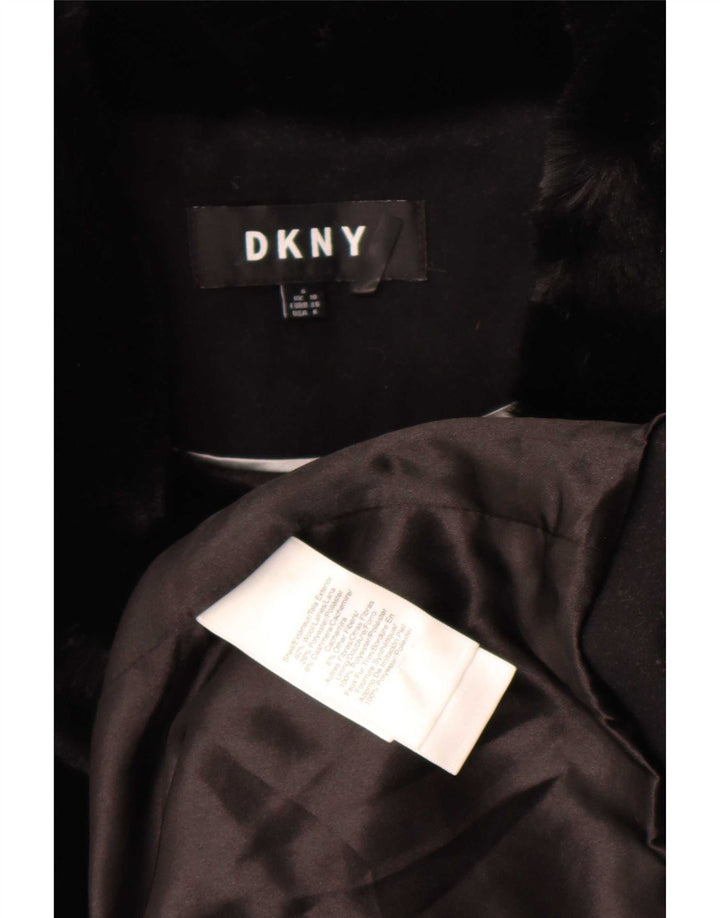 Dkny Womens Overcoat UK 10 Small Black Wool