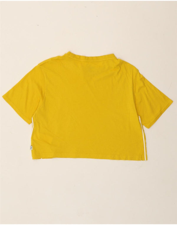 PUMA Womens Crop Oversized Graphic T-Shirt Top UK 10 Small Yellow Cotton