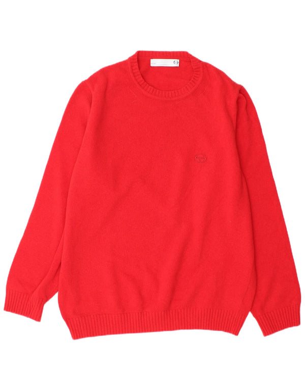Sergio Tacchini Mens Crew Neck Jumper Sweater Large Red Wool