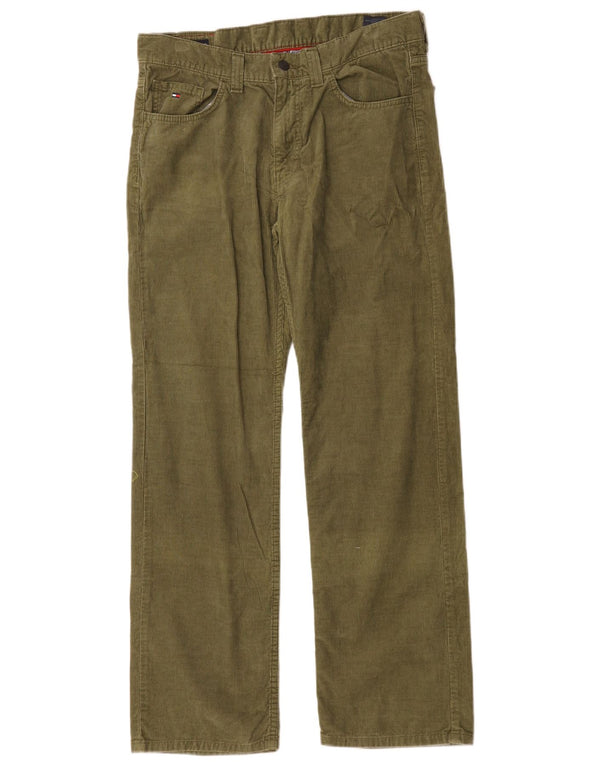 Tommy Hilfiger Mens Straight Corduroy Trousers W34 L32 Green Cotton