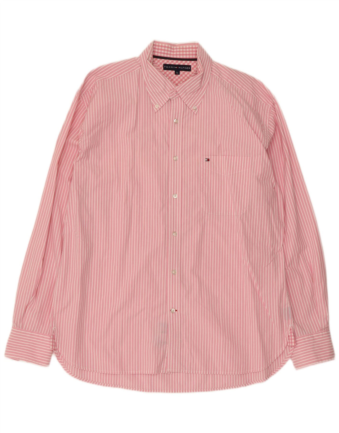 Tommy Hilfiger Mens Shirt XL Pink Striped Cotton