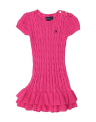 RALPH LAUREN Girls Jumper Dress 3-4 Years Pink Cotton