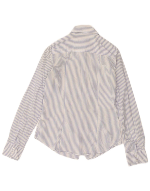 CREW CLOTHING Womens Tailored Fit Shirt UK 8 Small  White Pinstripe Cotton