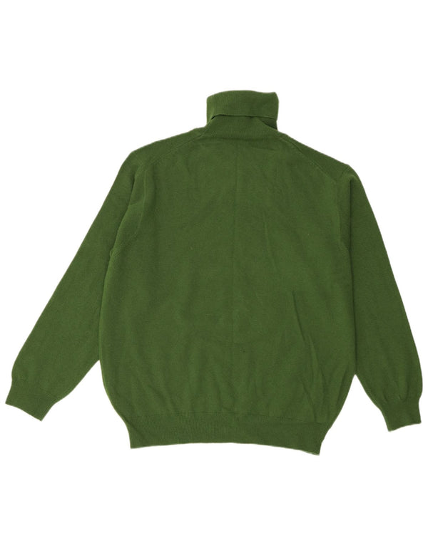 Benetton Womens Roll Neck Jumper Sweater UK 14 Medium Green New Wool