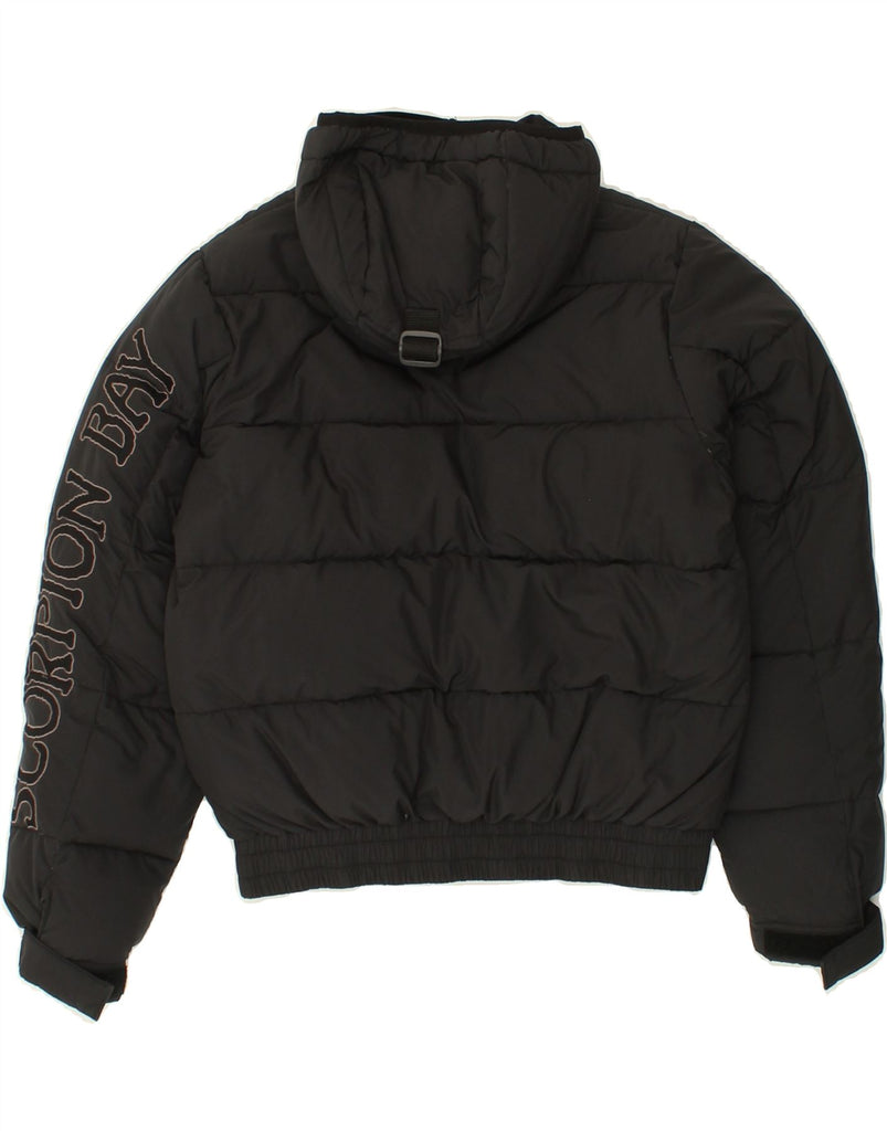 SCORPION BAY Boys Graphic Hooded Padded Jacket 11-12 Years Medium Black Vintage Scorpion Bay and Second-Hand Scorpion Bay from Messina Hembry 