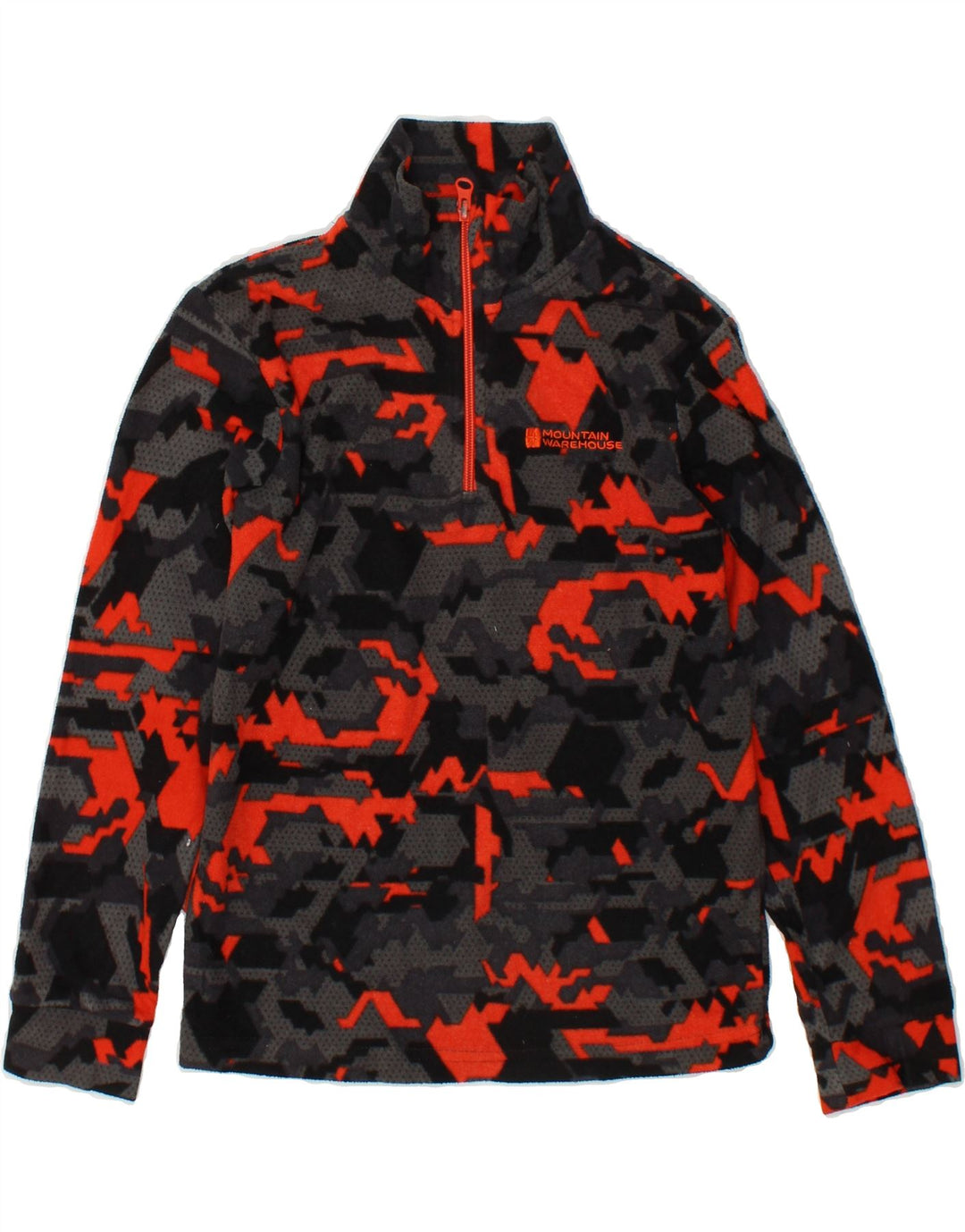 MOUNTAIN WAREHOUSE Boys Zip Neck Fleece Jumper 9-10 Years Grey Geometric Vintage Mountain Warehouse and Second-Hand Mountain Warehouse from Messina Hembry 