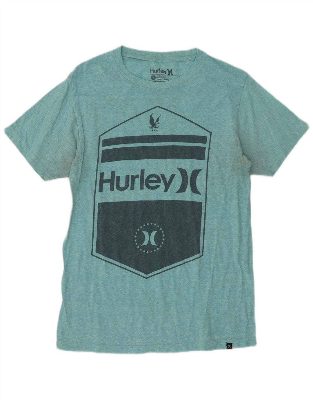 HURLEY Mens Premium Fit Graphic T-Shirt Top Small Turquoise Flecked Cotton