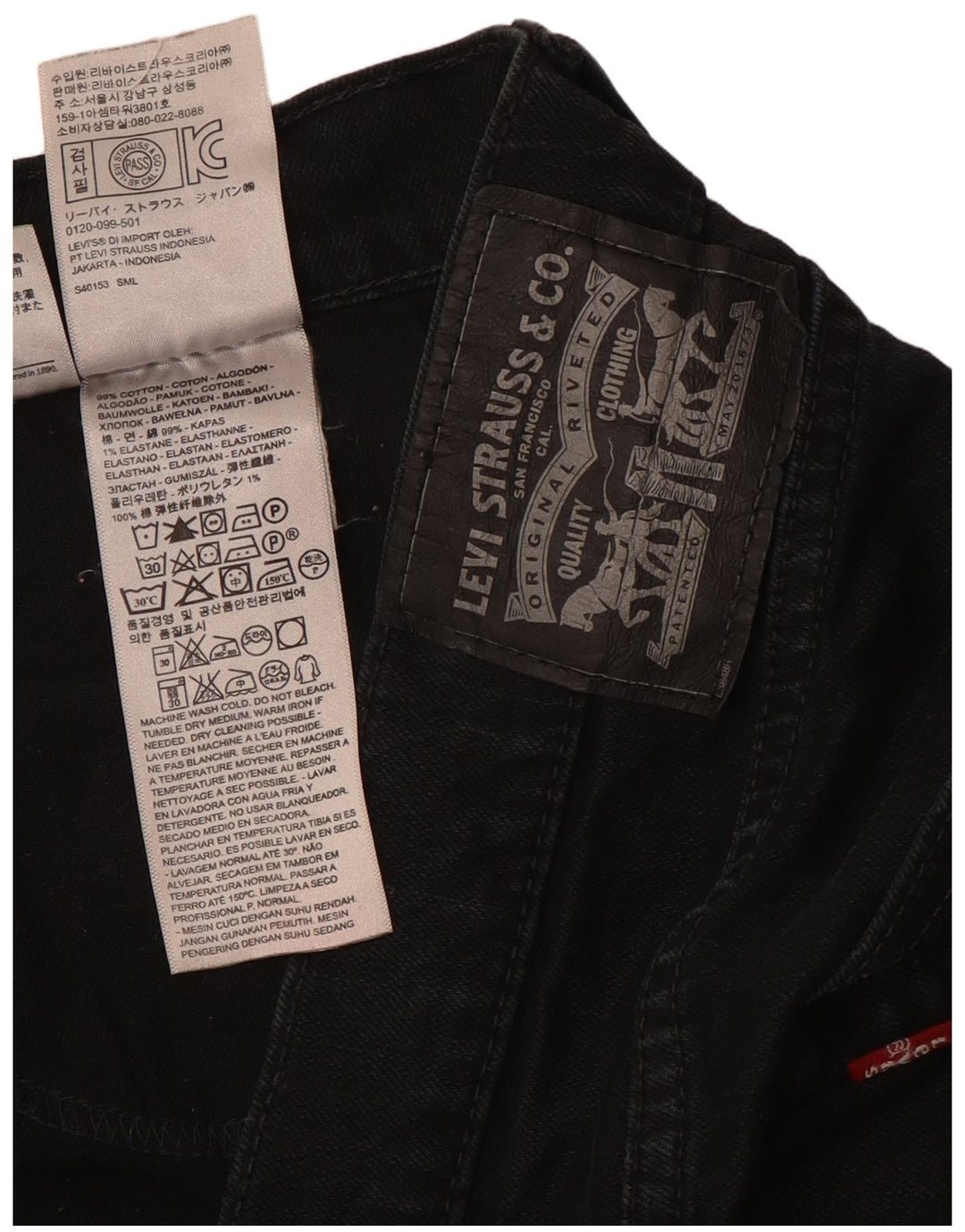 Levi's Mens Slim Jeans W36 L32 Black Cotton