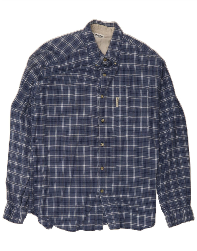 COLUMBIA Mens Flannel Shirt Large Navy Blue Check Cotton Vintage Columbia and Second-Hand Columbia from Messina Hembry 
