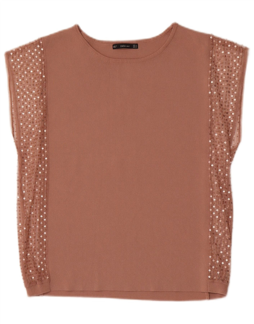 Zara Womens Blouse Top UK 14 Medium Beige