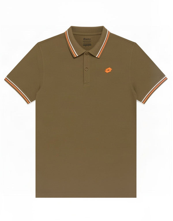 Lotto Mens Polo Shirt 2XL Khaki Striped
