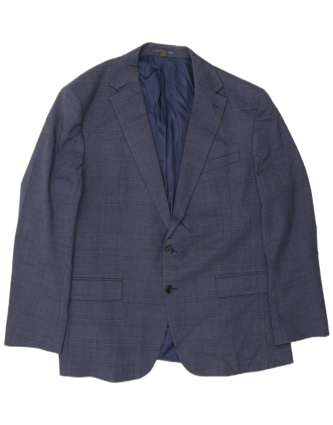 Marks & Spencer Mens 2 Button Blazer Jacket UK 48 2XL Blue Houndstooth